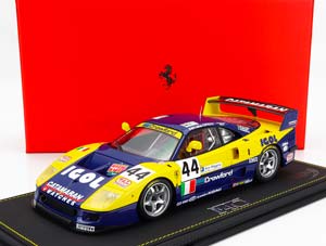 FERRARI F40 GTE 3.5L TURBO V8 TEAM ENNEA SRL IGOL N44 24H LE MANS (1996) L.DELLA NOCE - A.OLOFSSON - C.ROSENBLAD, YELLOW BLUE — фото 1