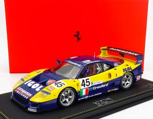 FERRARI F40 GTE 3.5L TURBO V8 TEAM ENNEA SRL IGOL N45 24H LE MANS (1996) J.M.GOUNON - E.BERNARD - P.BELMONDO, YELLOW BLUE