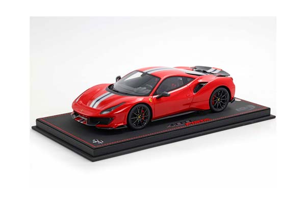 FERRARI 488 PISTA ROSSO CORSA WITH CARBON WHEELS AND WING / ФЕРРАРИ 488 ПИСТА КАРБОН КОЛЕСА ВИНГ 1:18 КРАСНЫЙ