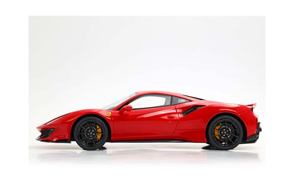 FERRARI 488 PISTA ROSSO CORSA WITH CARBON WHEELS AND YELLOW STRIPE / ФЕРРАРИ 488 ПИСТА КАРБОН КОЛЕСА ПОЛОСА 1:18 КРАСНЫЙ — фото 3