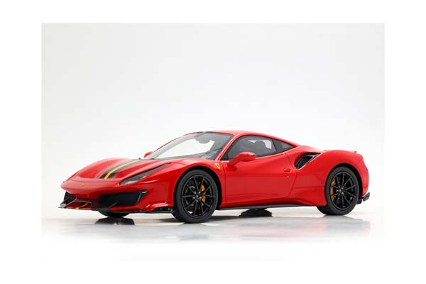 FERRARI 488 PISTA ROSSO CORSA WITH CARBON WHEELS AND YELLOW STRIPE / ФЕРРАРИ 488 ПИСТА КАРБОН КОЛЕСА ПОЛОСА 1:18 КРАСНЫЙ — фото 4