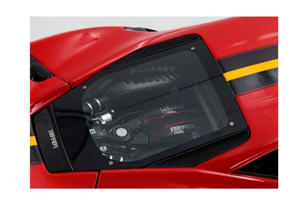 FERRARI 488 PISTA ROSSO CORSA WITH CARBON WHEELS AND YELLOW STRIPE / ФЕРРАРИ 488 ПИСТА КАРБОН КОЛЕСА ПОЛОСА 1:18 КРАСНЫЙ — фото 6