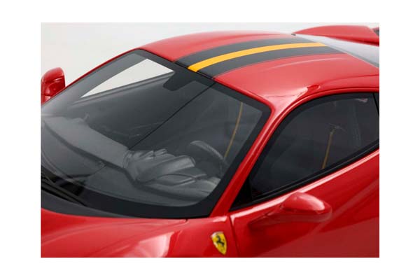 FERRARI 488 PISTA ROSSO CORSA WITH CARBON WHEELS AND YELLOW STRIPE / ФЕРРАРИ 488 ПИСТА КАРБОН КОЛЕСА ПОЛОСА 1:18 КРАСНЫЙ — фото 7