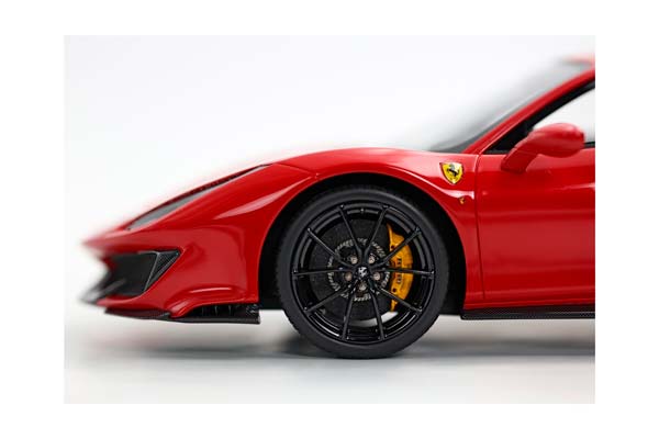 FERRARI 488 PISTA ROSSO CORSA WITH CARBON WHEELS AND YELLOW STRIPE / ФЕРРАРИ 488 ПИСТА КАРБОН КОЛЕСА ПОЛОСА 1:18 КРАСНЫЙ — фото 8