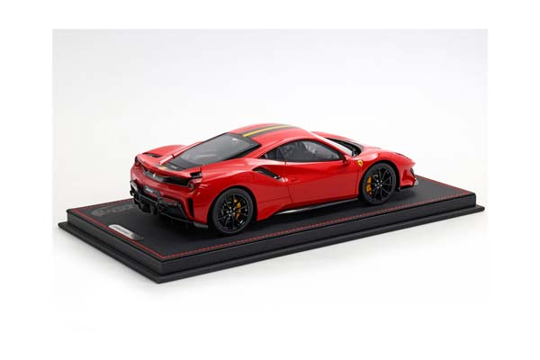 FERRARI 488 PISTA ROSSO CORSA WITH CARBON WHEELS AND YELLOW STRIPE / ФЕРРАРИ 488 ПИСТА КАРБОН КОЛЕСА ПОЛОСА 1:18 КРАСНЫЙ — фото 2