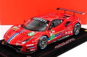 FERRARI 488 GTE EVO 3.9L TURBO V8 TEAM RISI N 82 LMGTE PRO CLASS 24H LE MANS (2020) S.BOURDAIS - J.GOUNON - O.PLA - CON VETRINA - WITH SHOWCASE, RED