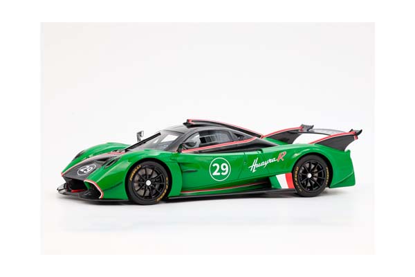 PAGANI HUAYRA R GLOSS BLACK CARBON E GREEN GRASS / ПАГАНИ ХУАЙРА Р ГЛОСС КАРБОН Е ГРАСС 1:18 ЗЕЛЕНЫЙ — фото 6