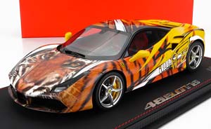 FERRARI 458 GTB IPE TIGER (2021) - CON VETRINA - WITH SHOWCASE, YELLOW ORANGE BLACK