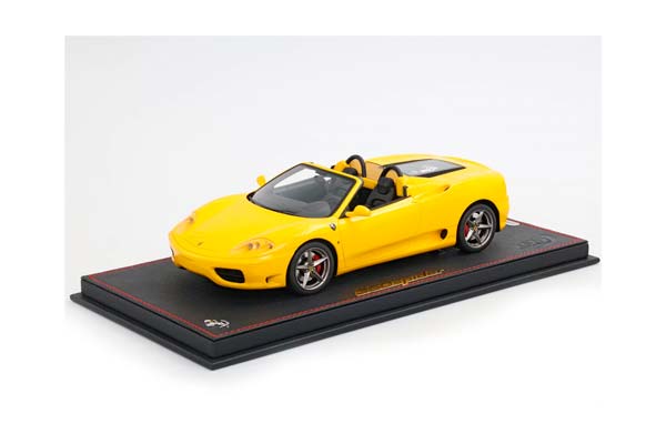FERRARI 360 MODENA SPIDER AUTOMATIC GEAR GIALLO MODENA - BLACK - ITALIAN STRIPE - CHALLENGE BACK GRID / ФЕРРАРИ 360 СПАЙДЕР АВТОМАТ 1:18 ЖЕЛТЫЙ