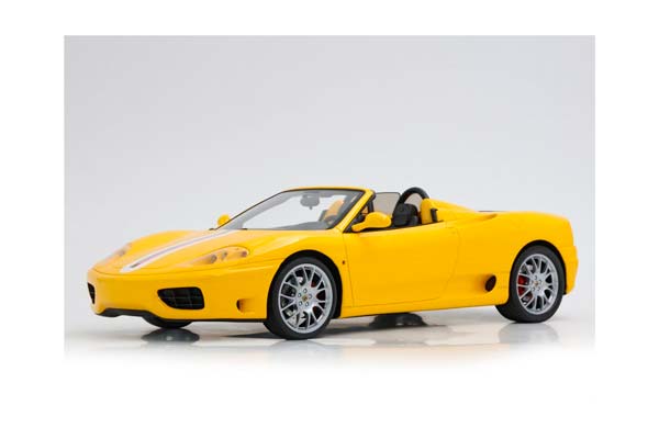 FERRARI 360 MODENA SPIDER AUTOMATIC GEAR GIALLO MODENA - BLACK DAYTONA SEATS - ITALIAN STRIPE - CHALLENGE BACK GRID / ФЕРРАРИ 360 СПАЙДЕР АВТОМАТ 1:18 ЖЕЛТЫЙ — фото 8