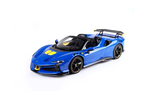 FERRARI SF90 XX SPIDER DINO LIGHT BLUE AND YELLOW / ФЕРРАРИ СФ90 КСКС СПАЙДЕР ЛИГХТ 1:18 ЖЕЛТЫЙ — фото 5