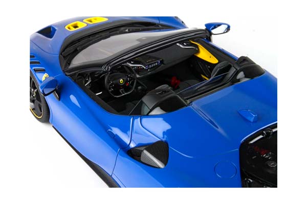 FERRARI SF90 XX SPIDER DINO LIGHT BLUE AND YELLOW / ФЕРРАРИ СФ90 КСКС СПАЙДЕР ЛИГХТ 1:18 ЖЕЛТЫЙ — фото 6