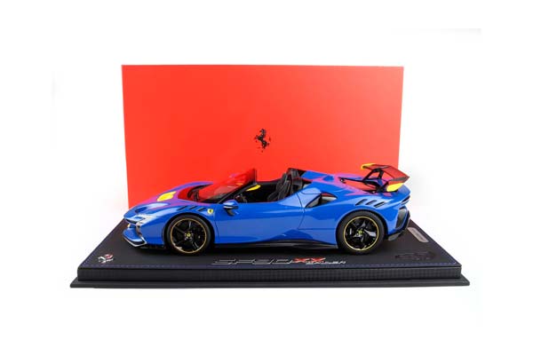 FERRARI SF90 XX SPIDER DINO LIGHT BLUE AND YELLOW / ФЕРРАРИ СФ90 КСКС СПАЙДЕР ЛИГХТ 1:18 ЖЕЛТЫЙ — фото 7