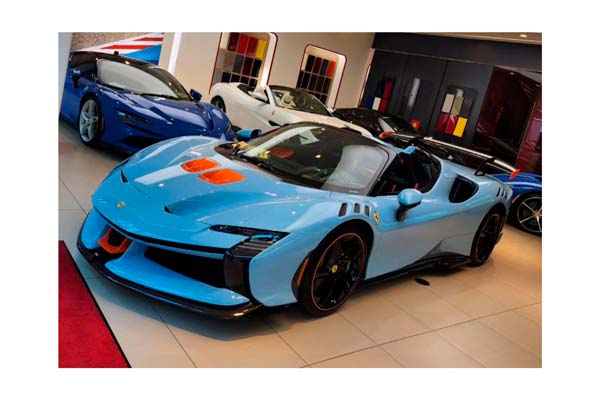 FERRARI SF90 XX SPIDER AZZURRO LA PLATA - ORANGE / ФЕРРАРИ СФ90 КСКС СПАЙДЕР ЛА ПЛАТА 1:18 ГОЛУБОЙ