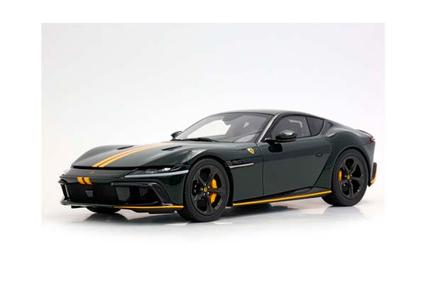 FERRARI 12CILINDRI PANORAMIC ROOF VERDE BRITISH WITH YELLOW STRIPES / ФЕРРАРИ 12КИЛИНДРИ ПАНОРАМНАЯ КРЫША БРИТАНСКИЙ ПОЛОСЫ 1:18 ЖЕЛТЫЙ — фото 4