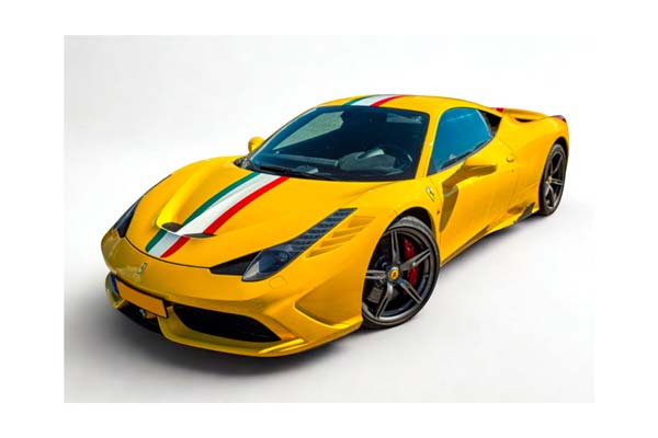 FERRARI 458 SPECIALE GIALLO MODENA WITH ITALIAN STRIPE / ФЕРРАРИ 458 СПЕКИАЛЕ ИТАЛИАН ПОЛОСА 1:18 ЖЕЛТЫЙ — фото 1