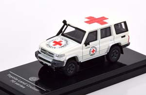 TOYOTA LAND CRUISER 76 RED CROSS 2014 WHITE RED (ДЛИНА МОДЕЛИ 6-10 СМ)
