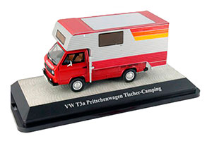 VW T3A FLATBED PLATFORM TRAILER RED/SILVER TISCHER-CAMPING WITH ABNEHMBAREN SUPERSTRUCTURE — фото 1