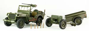 JEEP WILLY´S WITH TRAILER AND ANTI-TANK GUN M3 1943 OLIVE-GREEN — фото 3