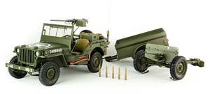 JEEP WILLY´S WITH TRAILER AND ANTI-TANK GUN M3 1943 OLIVE-GREEN — фото 7