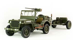 JEEP WILLY´S WITH TRAILER AND ANTI-TANK GUN M3 1943 OLIVE-GREEN