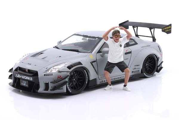 NISSAN GT-R (R35) LBWK BODY KIT 2 0 WITH KATO SAN FIGURINE 2024 MATT-GREY