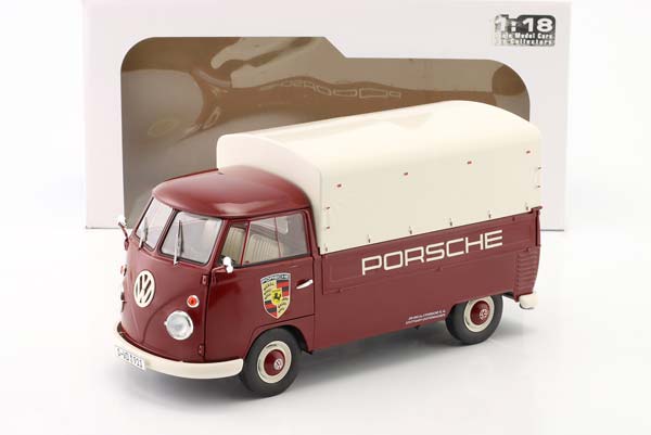 VW T1 PRITSCHE PORSCHE SERVICE 1950 DARK RED/WHITE — фото 3