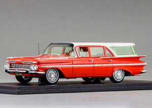CHEVROLET IMPALA STATION WAGON 1959 RED WITH WHITE ROOF — фото 3
