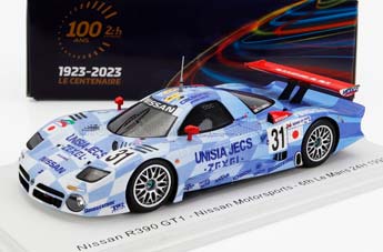 NISSAN R390 GT1 3.5L TURBO TEAM NISSAN MOTORSPORT N31 24H LE MANS (1998) A.MONTERMINI - E.COMAS - J.LAMMERS, LIGHT BLUE WHITE — фото 1