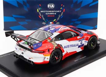 PORSCHE 991 911 GT3 R TEAM AUSTRALIA N4 WINNER FIA MOTORSPORT GAMES GT SPRINT CUP PAUL RICHARD (2022) M.CAMPBELL, RED WHITE — фото 2