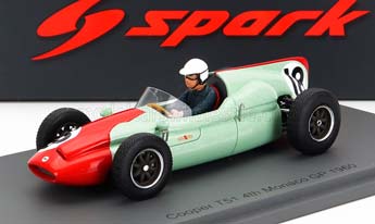 COOPER F1  T51 N 18 4TH MONACO GP (1960) T.BROOKS, GREEN RED