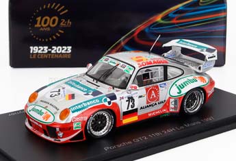 PORSCHE 911 993 GT2 3.6L TURBO TEAM ROOCK RACING #73 24H LE MANS (1997) M.MELLO-BREYNER - P.BELLO-BREYNER - T.MELLO-BREYNER, WHITE BLUE RED