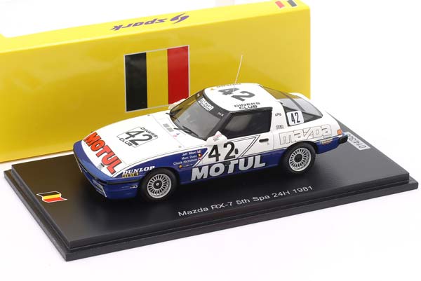 MAZDA RX-7 TWR #42 5TH 24H SPA 1981 MAZDA MOTUL TWR TEAM / МАЗДА RX-7 ТВР 5 МЕСТО 24 ЧАСА СПА МОТУЛ КОМАНДА БЕЛЫЙ СИНИЙ