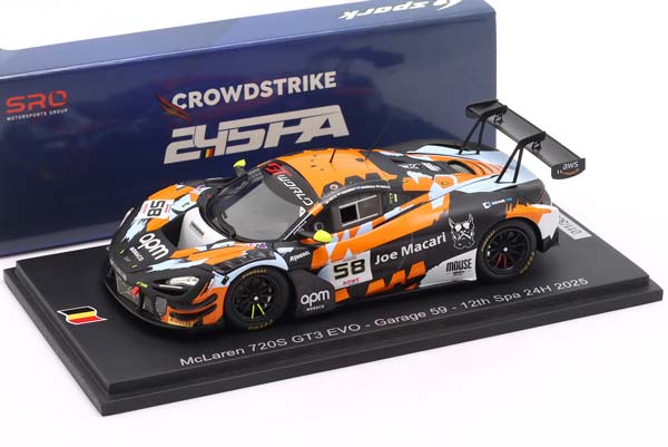 MCLAREN 720S GT3 EVO #58 24H SPA 2025 GARAGE 59 / МАКЛАРЕН 720S ГТ3 ЭВО 24 ЧАСА СПА ГАРАГЕ 59 ОРАНЖЕВЫЙ ЧЕРНЫЙ — фото 3