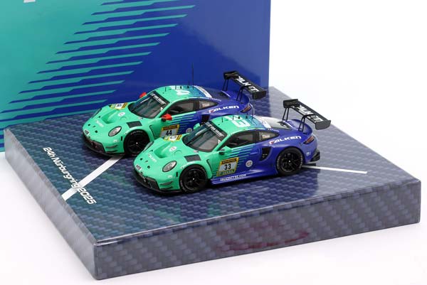2-CAR SET PORSCHE 911 GT3 R #44 #33 24H NÜRBURGRING 2025 FALKEN MOTORSPORTS / НАБОР ИЗ 2 МОДЕЛЕЙ ПОРШЕ 911 ГТ3 24 ЧАСА НЮРБУРГРИНГ FALKEN MOTORSPORTS — фото 3