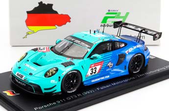 PORSCHE 911 992 GT3 R TEAM FALKEN MOTORSPORTS #33 24H NURBURGRING (2023) K.BACHLER - S.MULLER - A.PICARIELLO, GREEN BLUE