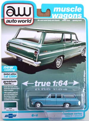 CHEVROLET II NOVA 400 WAGON 1963 LIGHTBLUE-METALLIC (ДЛИНА МОДЕЛИ 6-10 СМ) — фото 1