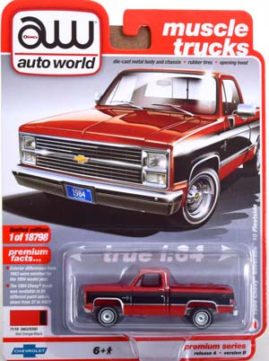 CHEVROLET SILVERADO 10 FLEETSIDE 1984 RED BLACK (ДЛИНА МОДЕЛИ 6-10 СМ)