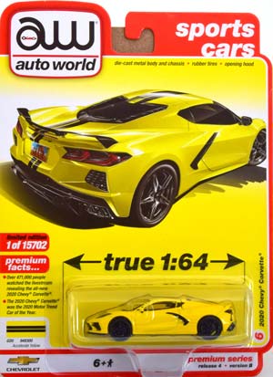 CHEVROLET CORVETTE C8 COUPE 2020 YELLOW (ДЛИНА МОДЕЛИ 6-10 СМ)