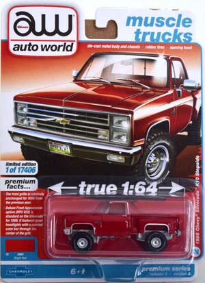 CHEVROLET SILVERADO K10 STEPSIDE 4X4 1986 RED (ДЛИНА МОДЕЛИ 6-10 СМ)