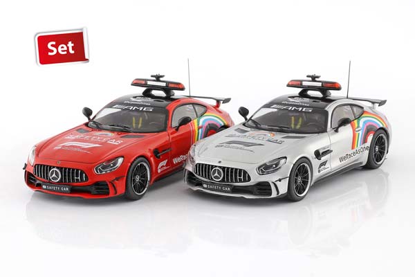 2-CAR SET: MERCEDES-BENZ AMG GT-R SAFETY CAR FORMULA 1 2020 / НАБОР ИЗ 2 МОДЕЛЕЙ МЕРСЕДЕС-БЕНЦ АМГ ГТ-Р САФЕТЙ АВТОМОБИЛЬ ФОРМУЛА-1 СЕРЕБРИСТЫЙ КРАСНЫЙ — фото 8