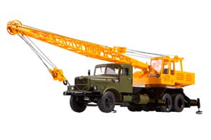 KRAZ-257 CRANE KS-4561 (USSR RUSSIAN TRAM) GREEN/YELLOW | КРАЗ 257 АВТОКРАН КС-4561 