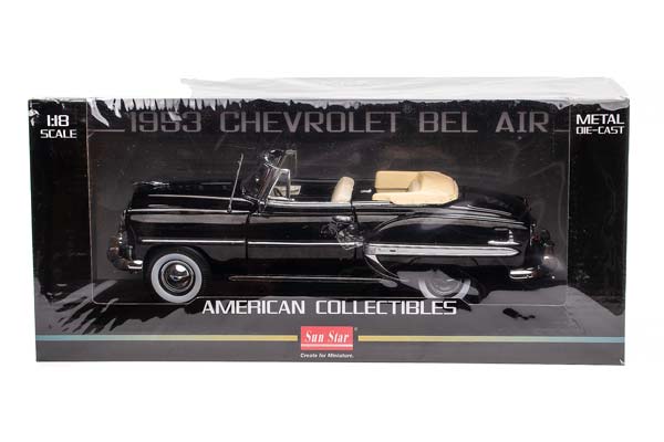CHEVROLET BEL AIR OPEN ROOF CONVERTIBLE 1953 BLACK / ШЕВРОЛЕ БЕЛ ЭЙР КАБРИОЛЕТ С ОТКРЫТЫМ ВЕРХОМ 1953 ЧЕРНЫЙ — фото 12