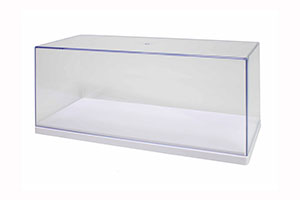 SHOWCASE ACRYLIC BOX FOR 1:18 MODELS 2020 | ВИТРИНА (ПРОЗРАЧНЫЙ БОКС) С БЕЛОЙ ПОДСТАВКОЙ 27X12,5X11,2 СМ ДЛЯ МОДЕЛЕЙ 1:18 