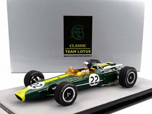 LOTUS F1 43 TEAM LOTUS №22 MONZA ITALY GP WITH PILOT FIGURE 1966 JIM CLARK, BRITISH RACING GREEN YELLOW