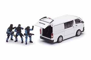TOYOTA HIACE SDU ФУРГОН С ФИГУРКАМИ, БЕЛЫЙ (ДЛИНА МОДЕЛИ 6-10 СМ) — фото 2