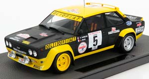 FIAT 131 ABARTH N 5 WINNER RALLY TOUR DE CORSE 1977 B.DARNICHE - A.MAHE, BLUE YELLOW
