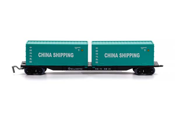 КОНТЕЙНЕРНАЯ ПЛАТФОРМА CHINA RAILWAYS NX70A С 2-МЯ КОНТЕЙНЕРАМИ CHINA SHIPPING 2003 (ДЛИНА МОДЕЛИ 20 СМ, БЕЗ УПАКОВКИ) — фото 3