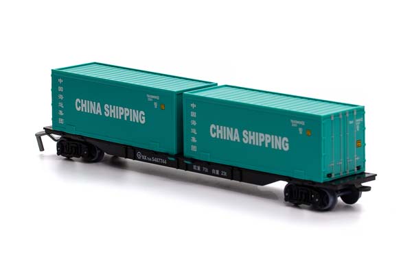КОНТЕЙНЕРНАЯ ПЛАТФОРМА CHINA RAILWAYS NX70A С 2-МЯ КОНТЕЙНЕРАМИ CHINA SHIPPING 2003 (ДЛИНА МОДЕЛИ 20 СМ, БЕЗ УПАКОВКИ) — фото 2