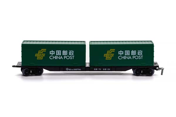 КОНТЕЙНЕРНАЯ ПЛАТФОРМА CHINA RAILWAYS NX70A С 2-МЯ КОНТЕЙНЕРАМИ CHINA POST, 2003 (ДЛИНА МОДЕЛИ 20 СМ, БЕЗ УПАКОВКИ) — фото 3